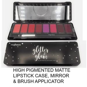 Profusion Cosmetics Glitter & Glam Plum Matte Lipstick Case, Mirror & Br…